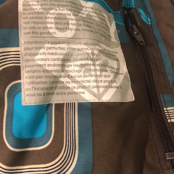 Roxy Jacket Womens XS Blue Brown Full Zip Hooded Coat Ski Snowboard Mod Hipster - Picture 5 of 10